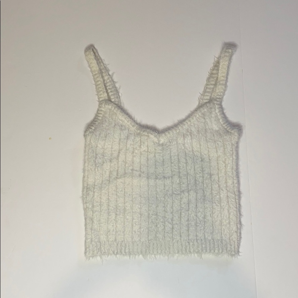 FUZZY V-NECK CROP TOP